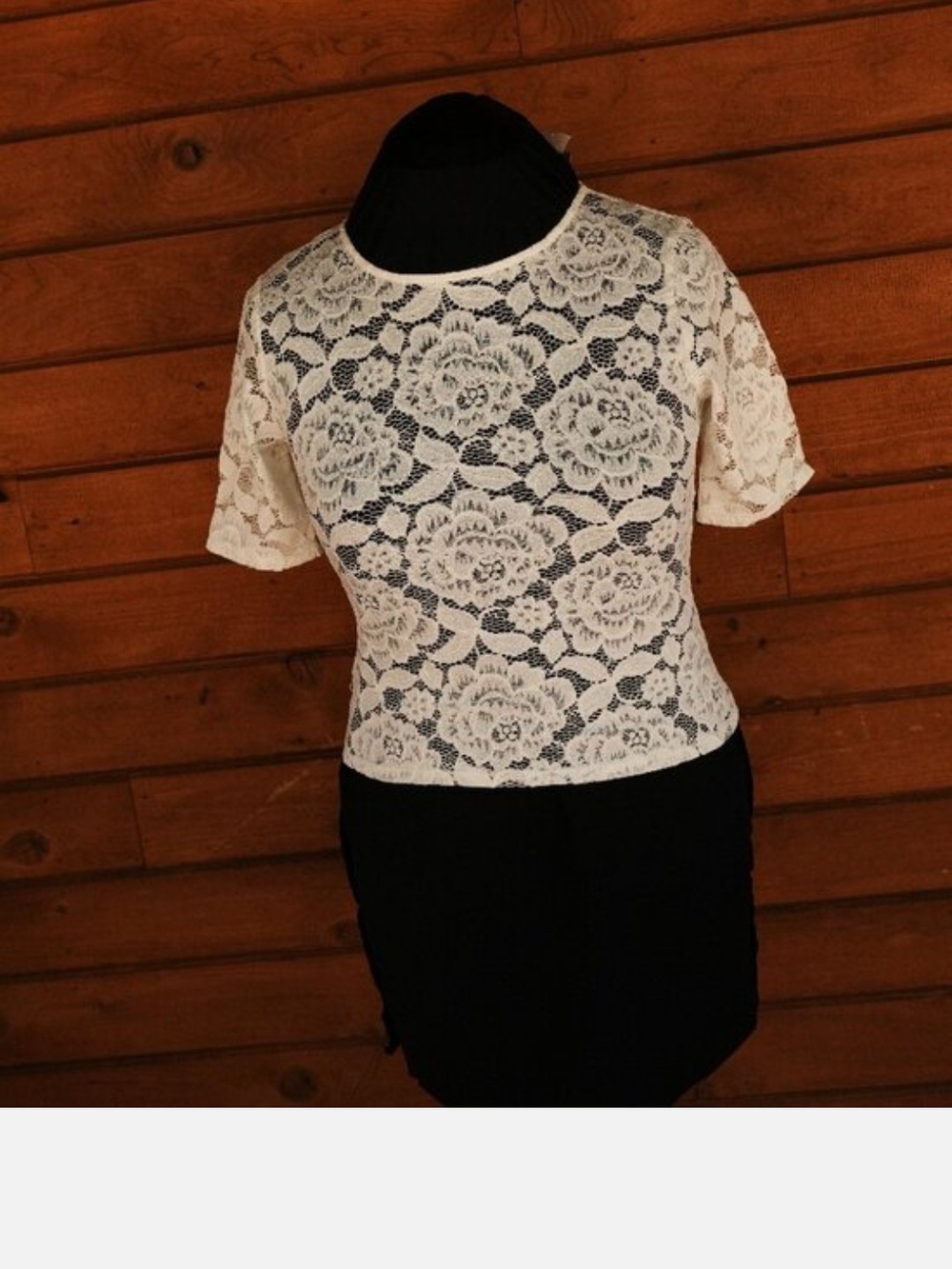 BHLDN - Anthropolgie Ivory Floral Lace Short Sleeve Top